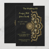 Invitation Mariage fleuriste Mandala Gold (Devant / Derrière)