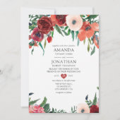 Invitation Mariage Fleuriste Orange Brûlé et Rose (Devant)