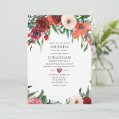Invitation Mariage Fleuriste Orange Brûlé et Rose (Debout devant)