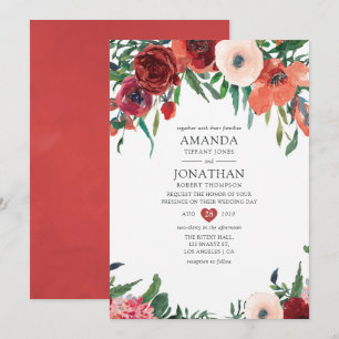 Invitation Mariage Fleuriste Orange Brûlé et Rose