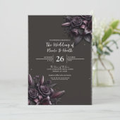 Invitation Mariage Fleuriste Rose Lily Pourpre et Noir de Bai (Debout devant)