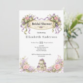 Invitation Mariage Fleuriste Rose Violet Vert Sauge (Debout devant)