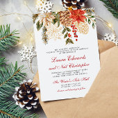 Invitation Mariage Fleurs À feuillage persistant d'hiver