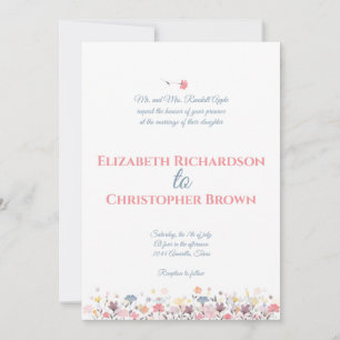 Invitation Mariage Fleurs Aquarelle Organisé par les Parents