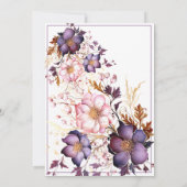 Invitation Mariage Fleurs Aquarelle Rose Et Violette (Dos)