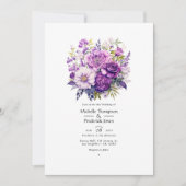 Invitation Mariage Fleurs aux Teintes de Pourpre (Devant)