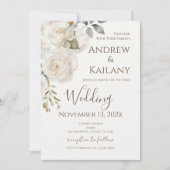 Invitation Mariage Fleurs Beige (Devant)