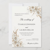 Invitation Mariage Fleurs Beige (Devant)
