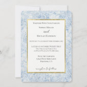 Invitation Mariage Fleurs Blanches Bleues Joli (Devant)
