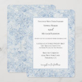 Invitation Mariage Fleurs Blanches et Bleues Chic (Devant / Derrière)