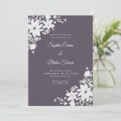 Invitation Mariage Fleurs Blanches Romantiques Fumée Grise (Debout devant)