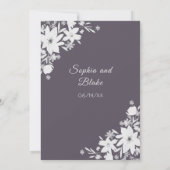 Invitation Mariage Fleurs Blanches Romantiques Fumée Grise (Dos)
