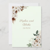 Invitation Mariage Fleurs Blanches Rustiques Bohème Vert Clai (Dos)
