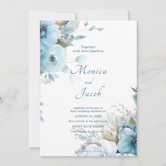 Invitation Mariage Fleurs bleu clair
