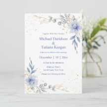 mariage fleurs bleu poussiéreux aquarelle classiqu