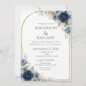 Invitation Mariage Fleurs Bleues (Devant)