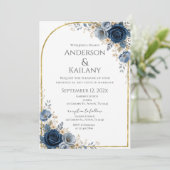 Invitation Mariage Fleurs Bleues (Debout devant)