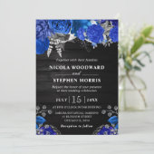 Invitation Mariage Fleurs Bleues et Argent à l'Aquarelle Rust (Debout devant)