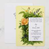Invitation Mariage Fleurs Botaniques Couleur Rétro (Devant / Derrière)