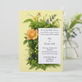 Invitation Mariage Fleurs Botaniques Couleur Rétro (Debout devant)