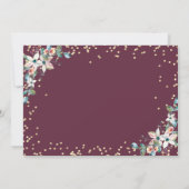 Invitation Mariage Fleurs Bourgogne Diamants Or (Dos)