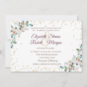 Invitation Mariage Fleurs Bourguignon Diamants Or (Devant)
