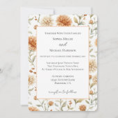 Invitation Mariage Fleurs Crème Orange (Devant)