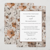 Invitation Mariage Fleurs Crème Orange Marron (Devant / Derrière)