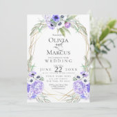 Invitation Mariage | Fleurs d'anémones violettes (Debout devant)
