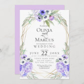 Invitation Mariage | Fleurs d'anémones violettes (Devant / Derrière)