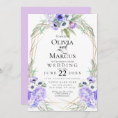 Invitation Mariage | Fleurs d'anémones violettes (Devant / Derrière)