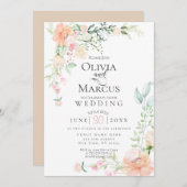 Invitation MARIAGE | Fleurs d'aquarelle Pastel Spring (Devant / Derrière)