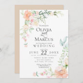 Invitation MARIAGE | Fleurs d'aquarelle Pastel Spring (Devant / Derrière)