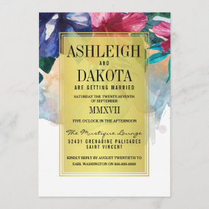 Invitation Mariage Fleurs d'aquarelle tropicale