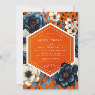 Invitation Mariage Fleurs d'Automne de la Marine