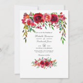 Invitation Mariage Fleurs de Bourgogne et Blush avec QR Code (Devant)