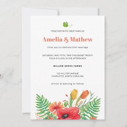 Invitation Mariage Fleurs de champ (Devant)