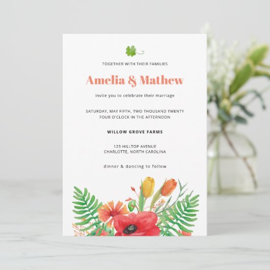 Invitation Mariage Fleurs de champ (Debout devant)