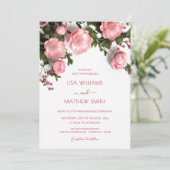 Invitation Mariage Fleurs de champs Roses 3D modernes (Debout devant)