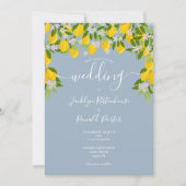 Invitation Mariage Fleurs de Citronniers Verdure Bleu Poussié (Devant)