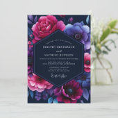 Invitation Mariage Fleurs de Fuchsia Nocturnes (Debout devant)