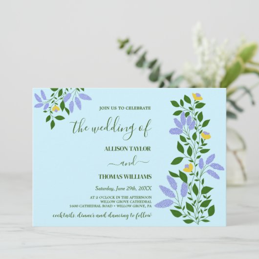 Invitation Mariage Fleurs de Jardin Mint (Debout devant)