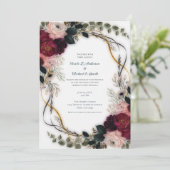 Invitation Mariage Fleurs de Jardin Velouté aux Prunes  (Debout devant)