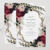 Invitation Mariage Fleurs de Jardin Velouté aux Prunes  (Devant / Derrière)
