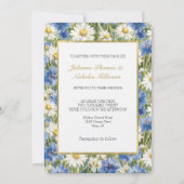 Invitation Mariage Fleurs de Marguerite Bleu Blanc (Devant)