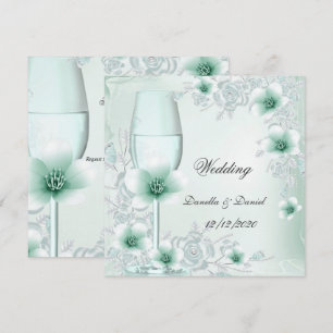 Invitation Mariage Fleurs De Menthe Vert Floral Roses