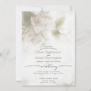 Invitation MARIAGE Fleurs de pêcher aquarelle bohème