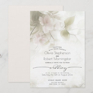 Invitation MARIAGE Fleurs de pêcher rose blush