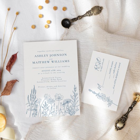 Invitation Mariage Fleurs de prairie simples