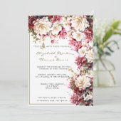 Invitation Mariage Fleurs de printemps élégantes blanches et (Debout devant)